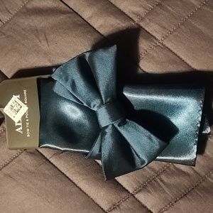 Men's Bow Tie and Pocket Square. Dark Teal Satin